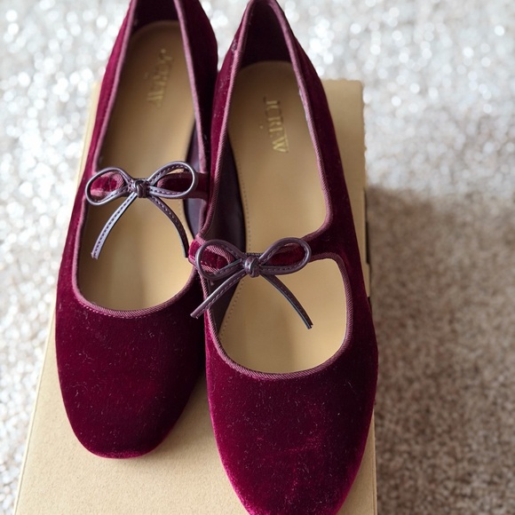 J. Crew Burgundy Velvet Mary Jane Block Heel Pumps - Picture 13 of 14